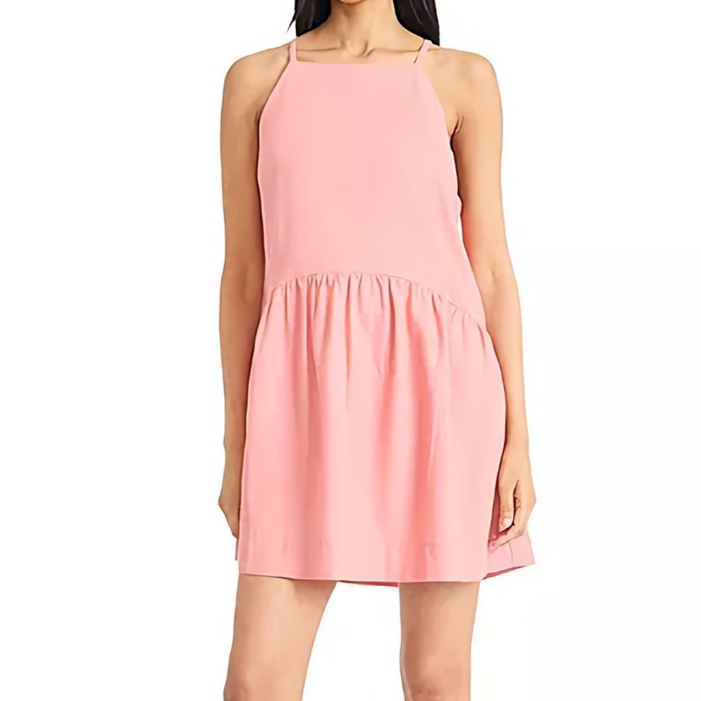 Donna‎ Morgan Square Neck Sleeveless Mini Apricot Dress Womens Size L NWT